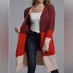 Color-block Long Cardigan